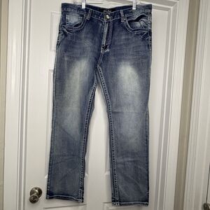 True Luck Classic Stretch Men Straight Jeans Size 38x32